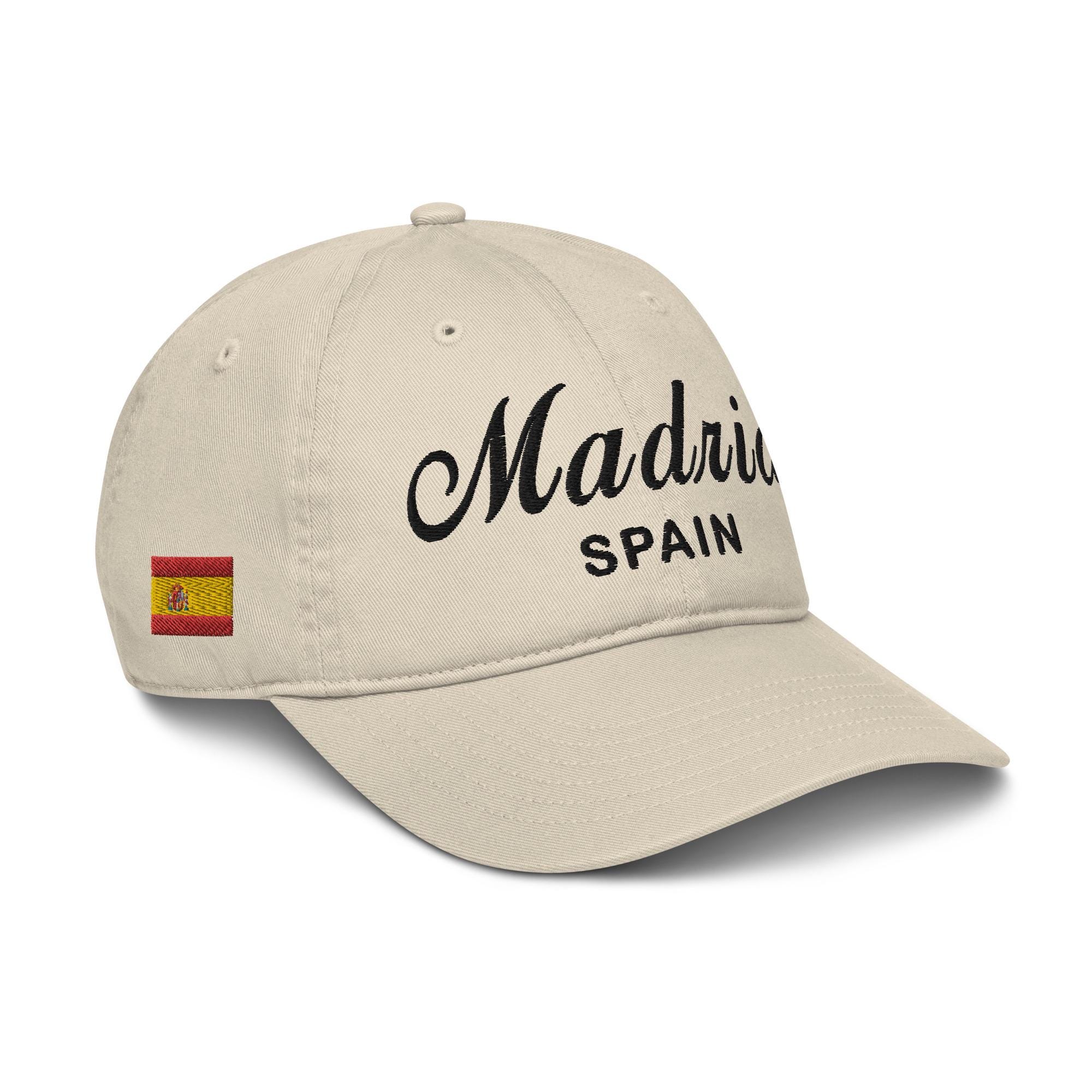 Madrid - Spain | 100% Organic Cotton | Baseball Cap Dad Hat | Adjustable | Black Embroidered Text