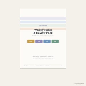 Weekly Review Planner Printable, Weekly Reset Routine Worksheets, Sunday Reset Organizer PDF