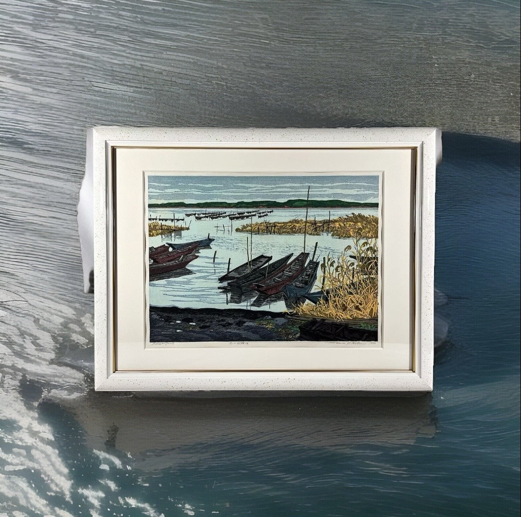 Vintage Fumio Kitaoka A.P Edition Woodblock Print “winter at Lake