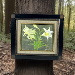 Japanse vintage halverwege de eeuw bloemenstilleven mineraal pigment schilderij Nihonga, bloemen schilderen, traditionele Japanse schilderkunst
