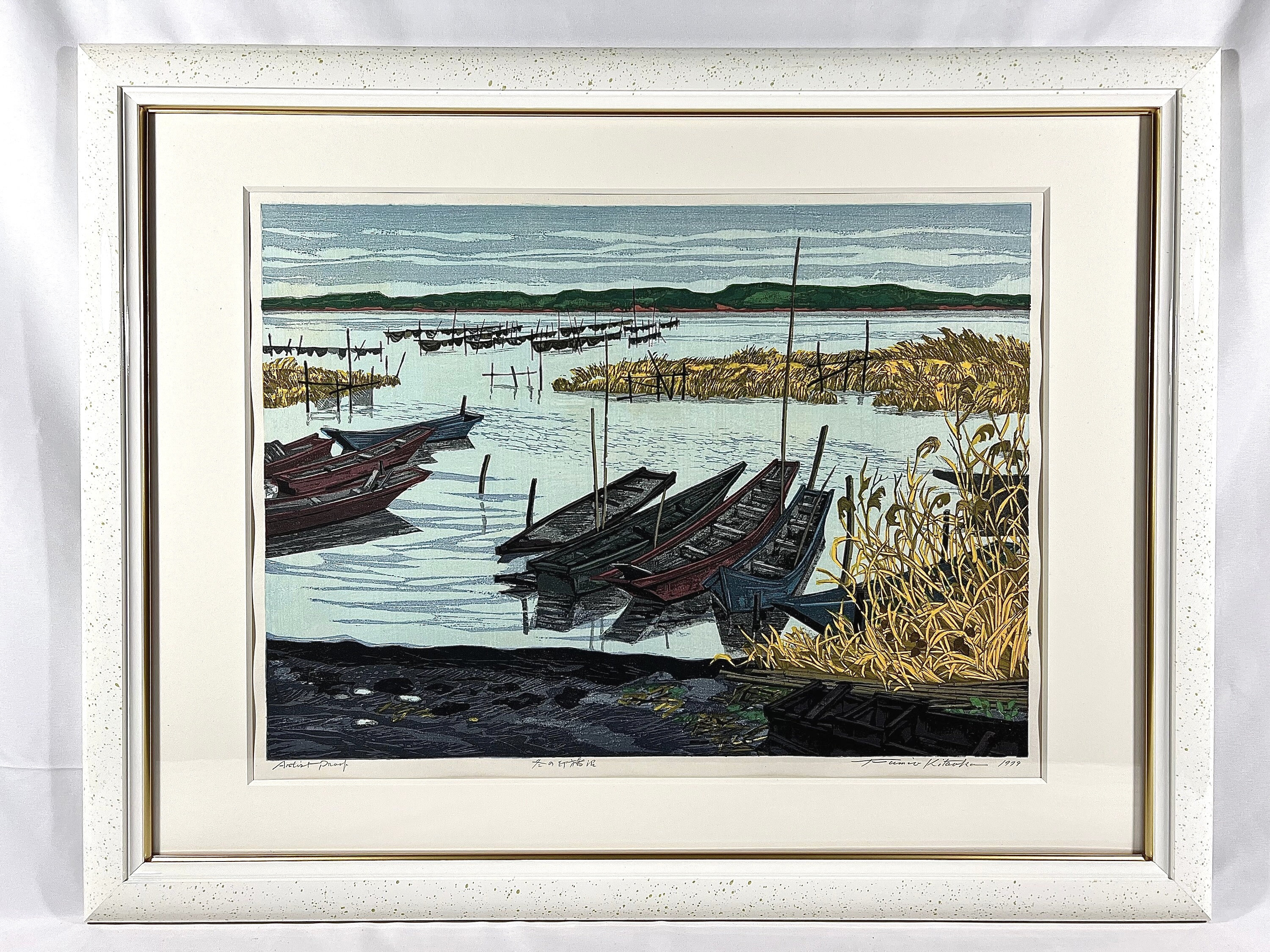 Vintage Fumio Kitaoka A.P Edition Woodblock Print “winter at Lake