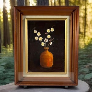 Vintage Still Life Oil Painting “Plum Blossom In Vase” by Takeo Matsuo