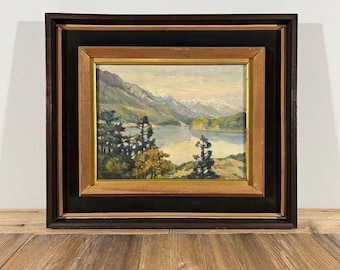 Vintage Framed Original Oil Painting by Landscape Artist K. Yoshii