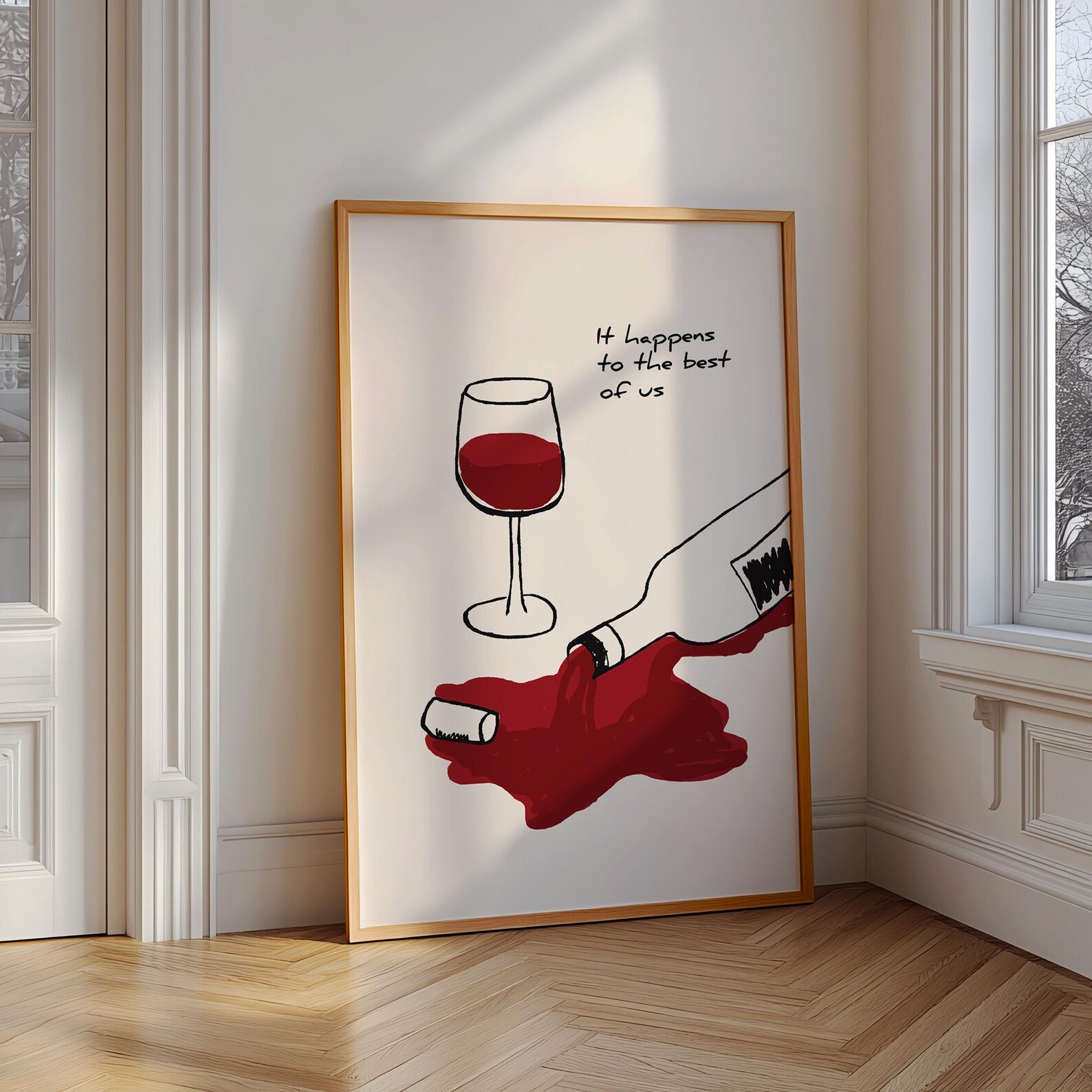 Wine Print Alcohol Print Red Wine Poster Retro Wine Print Bar Cart ...