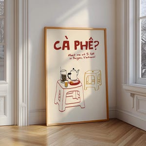 Vietnamesischer Kaffee-Druck Vietnam Straßenkaffee Vietnam Kaffee Kunst Kaffee Bar Dekor Küche Poster Retro Kaffee Kunst druckbare Wandkunst