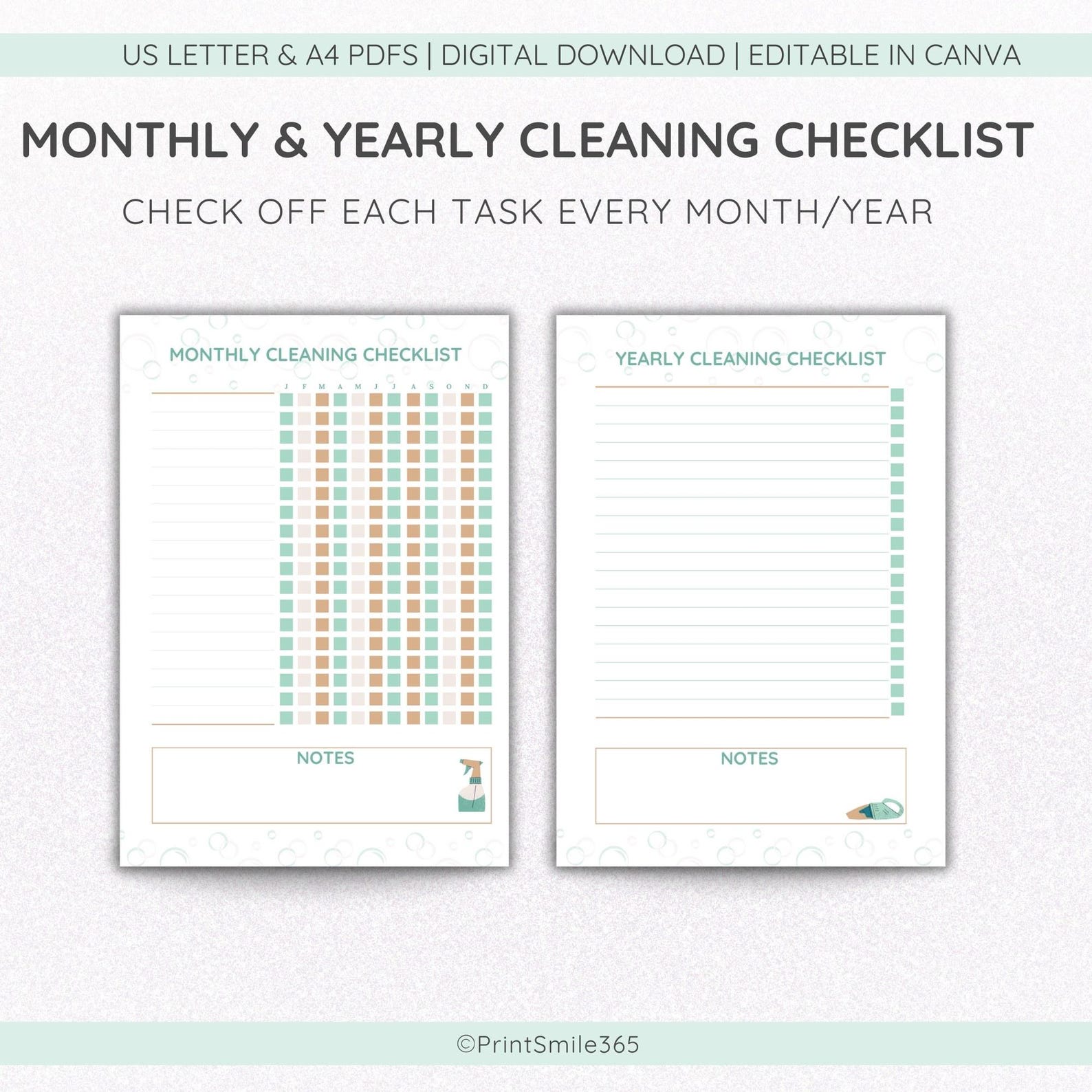 Editable Cleaning Checklist Printable Cleaning Planner Canva Template ...