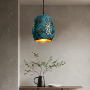 Modern Copper Dome Pendant Lamp Blue Patina, Copper Dome Light Fixture, Hammerd Dome Lamp, Ceiling Light Fixture Copper, Pendant Light