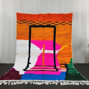 Custom Fabulous Boujaad Rug, Multicolored Moroccan Rug, Colorful Berber Rug, Handmade Boujaad Rug, Gift For The Home, Azilal Rug