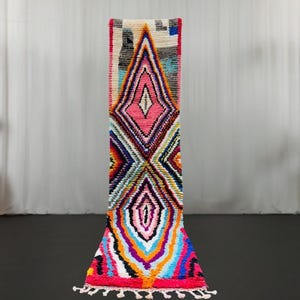 Colorful Moroccan Hallway Rug, Narrow Runner Rug, Handmade Large Runner Rugs, Berber Runner rug, Custom Rug, Abstract Runner Rug