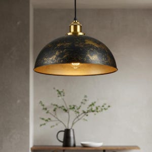 Brass Ceiling Dome Pendant Lamp, Rustic Metal Light Shade, Modern Brass Light Fixture, Farmhouse Living Room Ceiling Lights, Dome Lamp