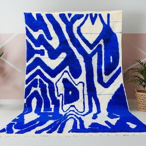 Handmade Blue rug Moroccan, Boujaad Rug, Moroccan Berber Rug, Area Rug, Berber Carpet Blue, Gennine Wool Rug, Morocco Rug