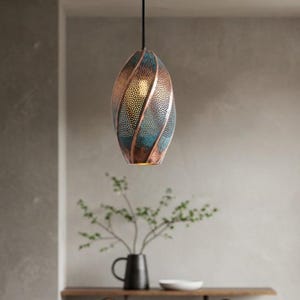 Modern Copper Dome Pendant Lamp Green Patina, Copper Dome Light Fixture, Hammerd Dome Lamp, Ceiling Light Fixture Copper, Pendant Light