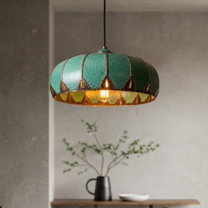 Hammered Kitchen Island Light Fixture, Oxidized Dome Ceiling Light, Green Patina Copper Pendant Light, Copper Hanging Light
