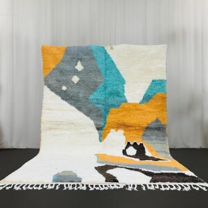 Moroccan Shggy Rugs, Abstract Boujaad Rug, Colorful Berber Rug, Woolen Rug, Handmade Rug, Morrocan Area Rug, Moroccan Boujaad Rugs