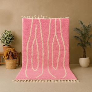Pretty Rug Pink, Custom Beni Ourain Rug, All Wool Berber Rug, Pink Moroccan Rug, Handmade Rug