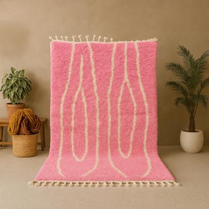 Pretty Rug Pink, Custom Beni Ourain Rug, All Wool Berber Rug, Pink Moroccan Rug, Handmade Rug
