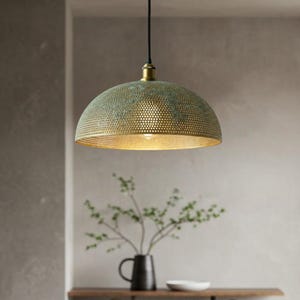 Copper Dome Light fixture, Modern Copper Dome Pendant Lamp Green Patina, Hammerd Dome Lamp, Ceiling Dome Lamp