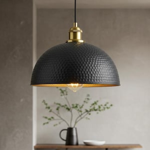 Brass Black Hammerd Dome Pendant Lamp, Ceiling Dome Lamp, Hanging Light, Kitchen Island Light, Moroccan Dome, Dome Lampshades