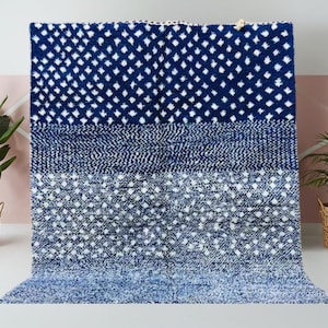 Customizable Blue Rug, Moroccan Area Rug, Berber Carpet, Beni Ourain Rug, Handwoven Wool Rug, Personalized Blue Rug