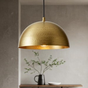 Modern Brass Hmmerd Dome Pendant Lamp, Hanging Light, Ceiling Dome Lamp, Kitchen Isalnd, Dome Lamp, Dome Lampshades, Handmade Lighting