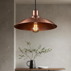 Hammerd Copper Dome Pendant Lamp, Kitchen Island Light, Dome Lamp, Dome Lampshades, Rustic chandelier, Industrial light,Handmade Copper Lamp