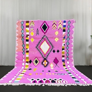Moroccan Rug Pink, Handmade Beni Ourain Rug, All Wool Berber Carpet, Custom Rug, Morrocan Area Rug, Pink Wool Rug, Living Room Rug