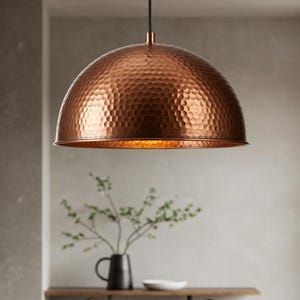 Modern Copper Ceiling Dome Pendant Light, Hammerd Dome Lamp, Hanging Light, Dome Ceiling Lampshades, Chandelier Farmhouse Light