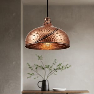 Copper Dome Pendant Lamp, kitchen Island Light,Industrial Patina Copper Pendant Light, Handmade Oxidized Copper,Rustic Decor,Dome Lampshades