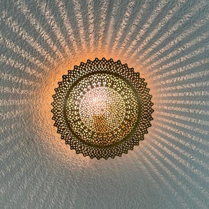 Moroccan Round Brass Wall Sconce, Moroccan Lamp, Brass Wall Light, Wall Sconce -Art Decor Light Wall Sconce, Morrocan Sconce Wall Mount