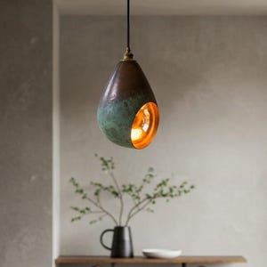 Copper Dome Light Fixture, Modern Copper Dome Pendant Lamp Green Patina, Hammerd Dome Lamp, Ceiling Light Fixture Copper, Pendant Light