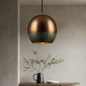Oxidized Dome Ceiling Light, Rustic Copper Pendant Light, Hammered Kitchen Island Light Fixture, Solid Copper Pendant Light