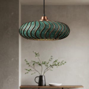 Unique Copper Dome Pendant Lamp Green Patina Light, Ceiling Dome Lamp, Hanging Light, Dome Lampshades, DomePendant Lamp