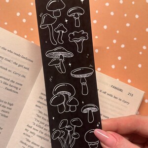 Enchanted Mushroom Bookmark – Witchy Celestial Forest Design – Dark Academia Cottagecore Stationery Gift