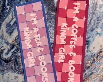 Coffee Tea Books Bookmark: Checkered Bookish Reading Accessory