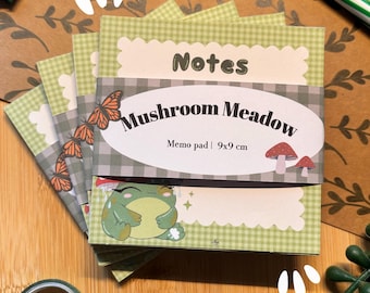 Frog Mushroom Memo Pad: Cottagecore Stationery (9x9 cm)