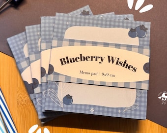 Blueberry Gingham Memo Pad – Cute Aesthetic Stationery