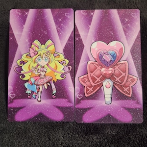 Cure Idol dubbelzijdige glittery kleine kaartprint - Shoujo Magical Girl met originele kunst van You and Idol Precure