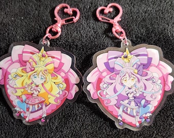 Cure Idol Acrylic Charm: Magical Girl Keychain with Pink Heart