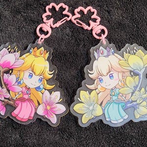 Princess Peach Acrylic Charm: Chibi Shoujo Art Keychain