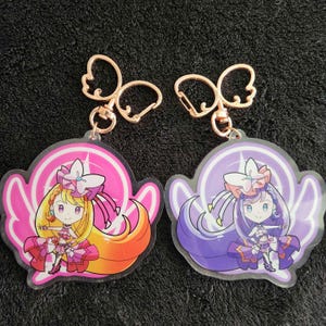 Cure Butterfly Charm, Sky Precure Double-sided, 3 Inch. Acrylic Magical Girl Keychain