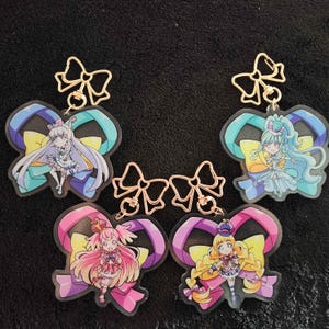 Save 16%: 4-Count Wonderful Precure Charm Collection, Double-sided, 3 Inch. Acrylic Charm Pretty Cure Cure Shoujo