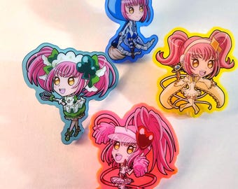 Shugo Chara Acrylic Pins: Magical Girl Fanart - Amulet Heart, Spade, Clover, Dia