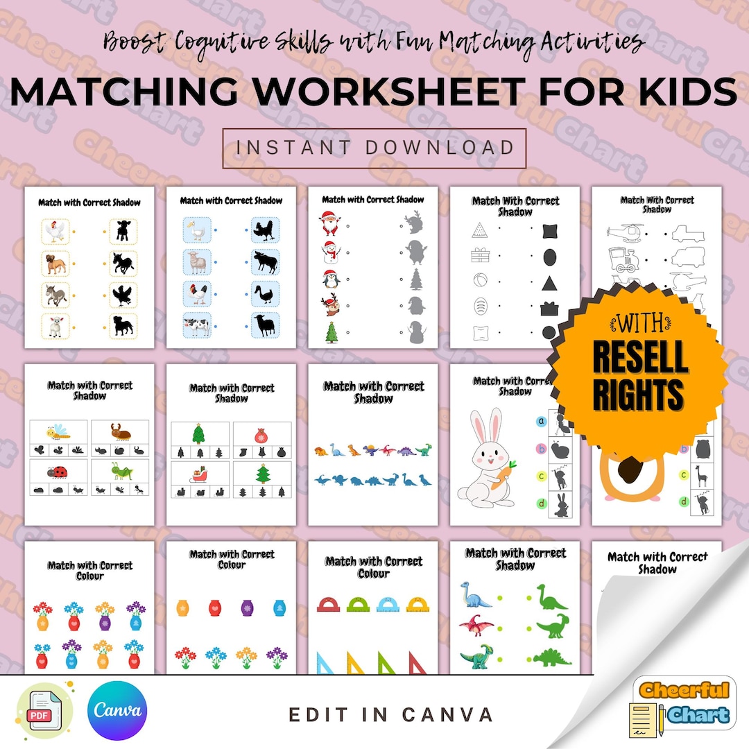 Matching Worksheet for Kids - Etsy