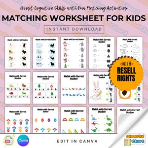 Matching worksheet for kids