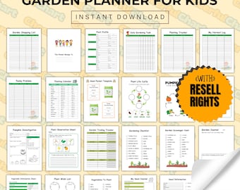 Kids’ Garden Planner, PLR and MRR Template, Planting Journal & Gardening Activity Book for Outdoor Learning, Printable, DFY to Resell