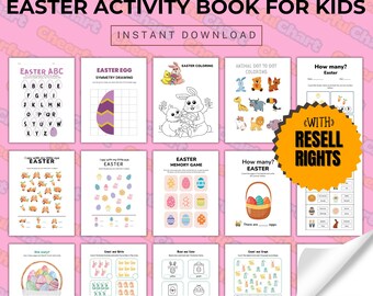 Easter Activity Book for kids, Easter Activity Pack - 82 Page Kids Printable Activity, Instant PDF Download, PLR and MRR, with Resell Rights
