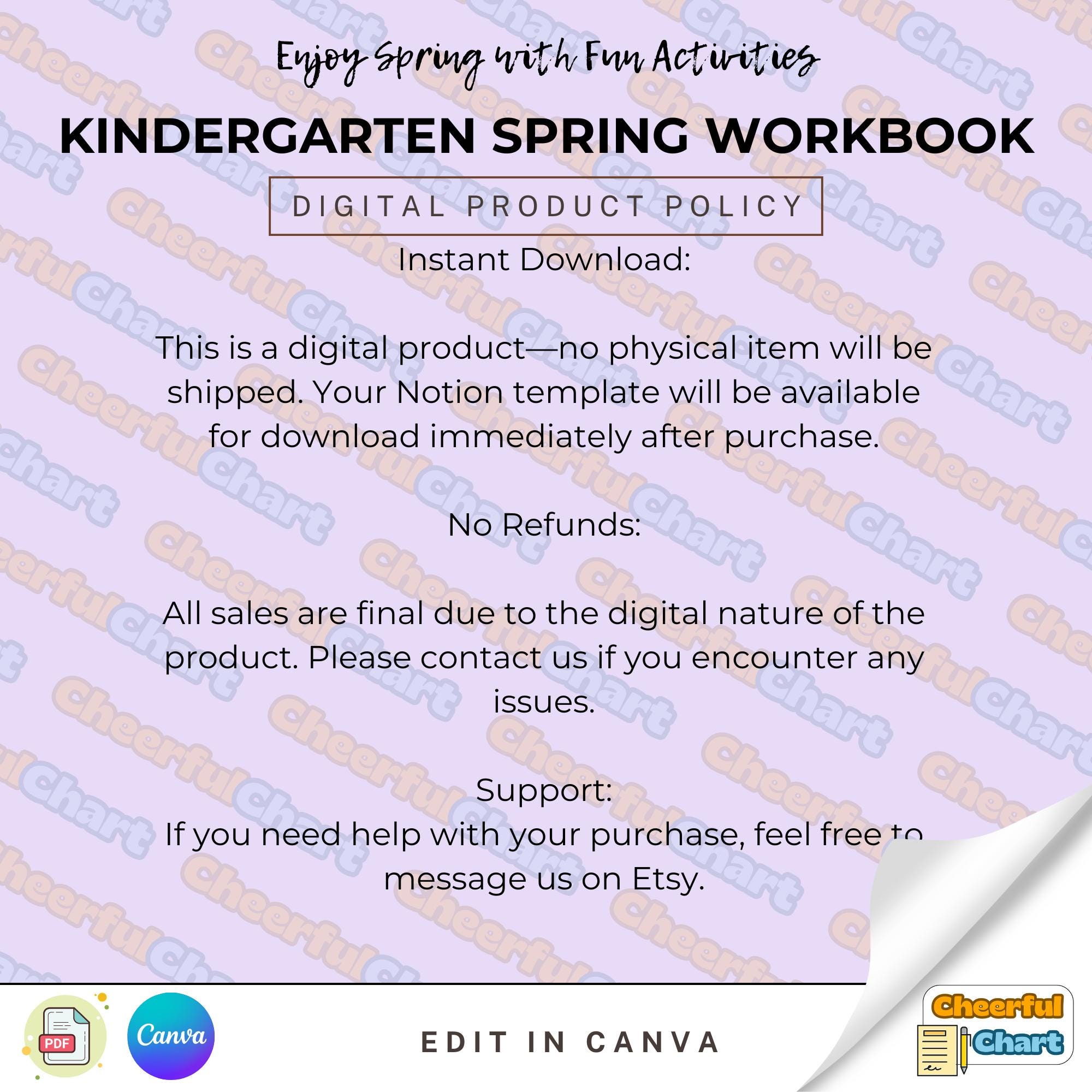 Kindergarten Spring Workbook, PLR and MRR Template Ready for Resell ...