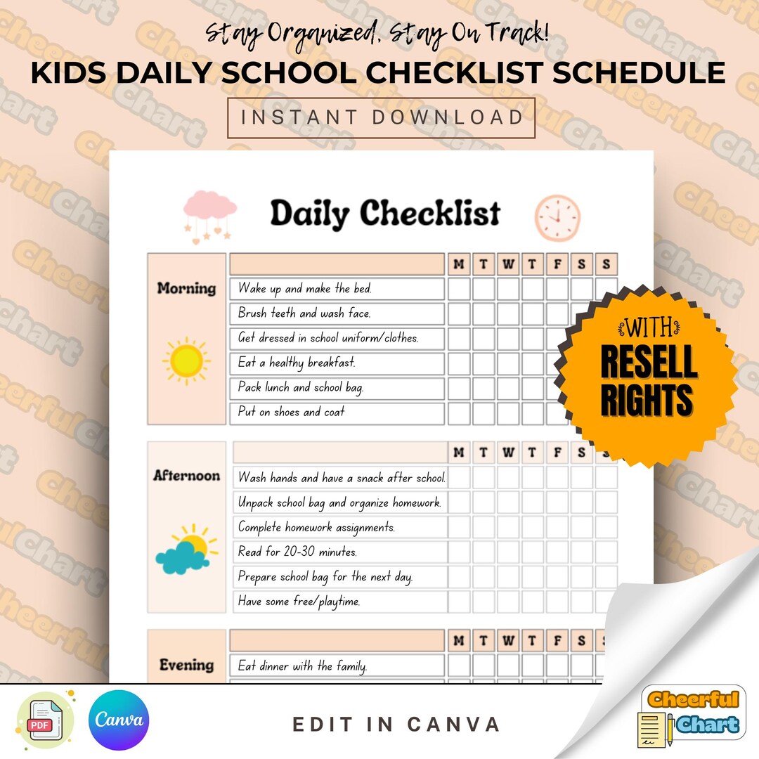 Editable Kids Daily Schedule, PLR and MRR Template – Personalized ...