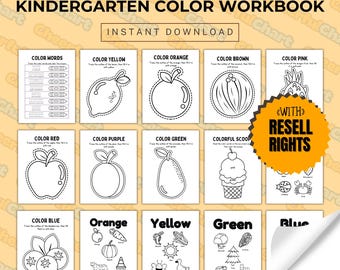 Kindergarten Color Workbook, PreK - 3rd grade Master Resell Rights, PLR MRR resell rights Done for you Passive Income, Learning Resources