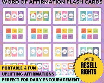 Woord van bevestiging-flashcards, flashcards voor kinderen, afdrukbare flashcards, flashcards leren, PLR MRR, sjablonen voor wederverkoop